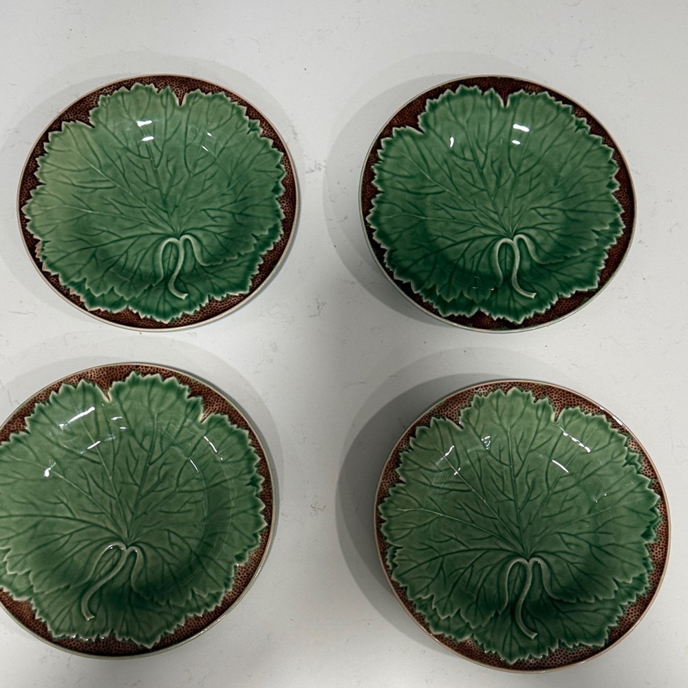 Bordallo Pinheiro New Vine green leaf salad plates  x 4